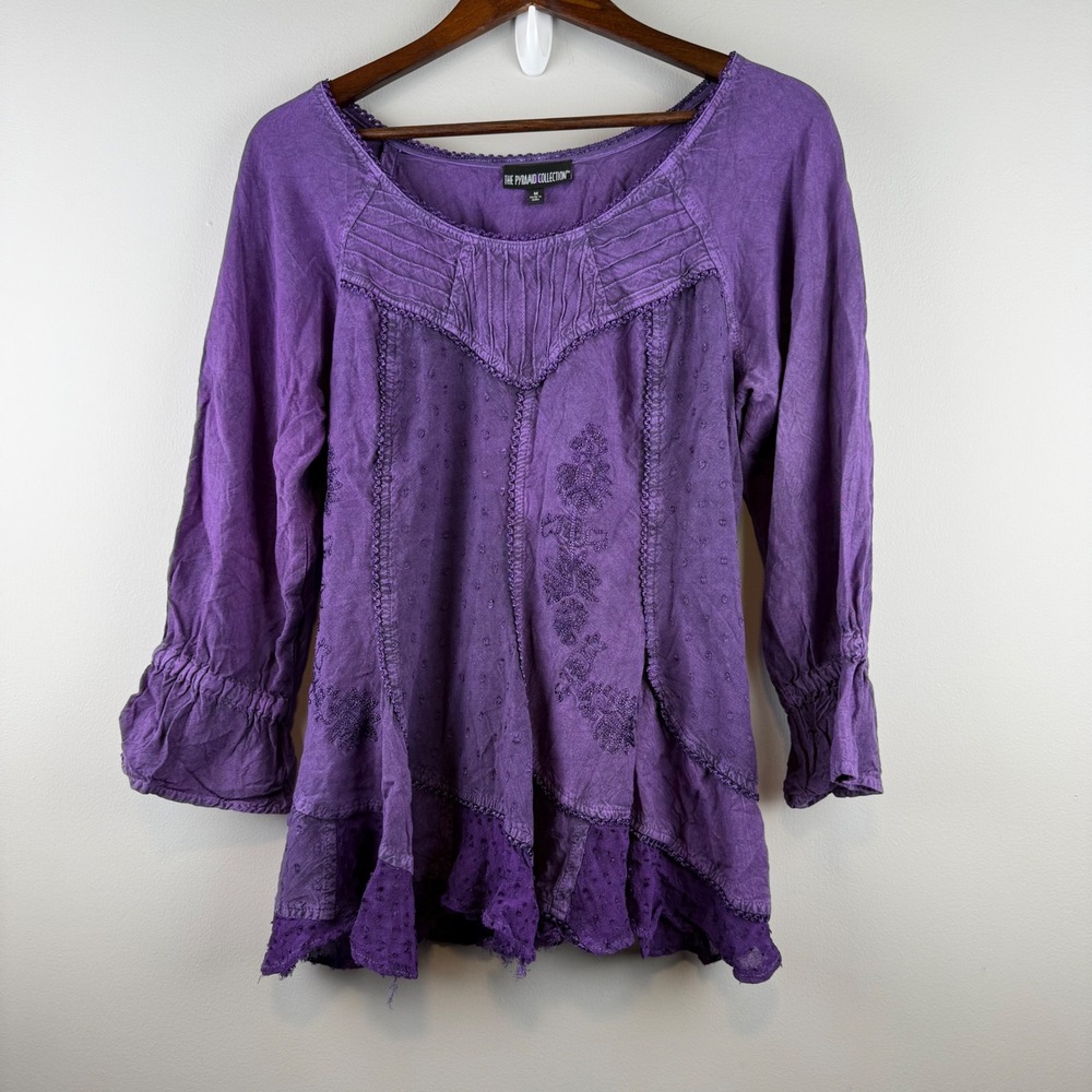 The Pyramid Collection Embroidered Tunic Women M Purple Whimsigoth Renaissance
